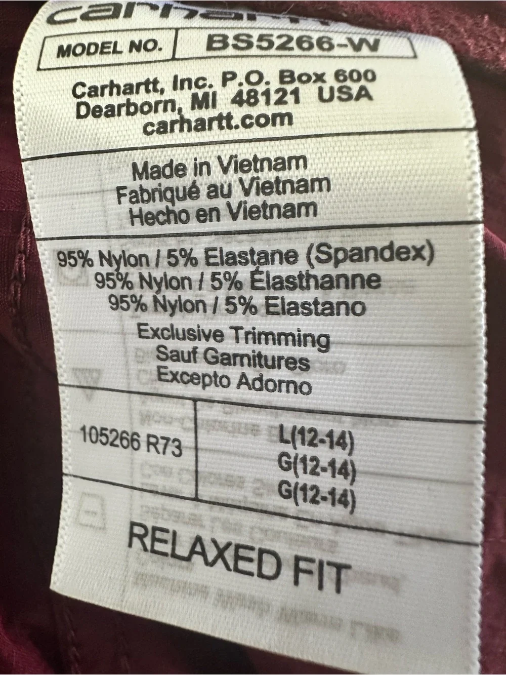 Carhartt force relaxed Ripstop five pocket work short size large